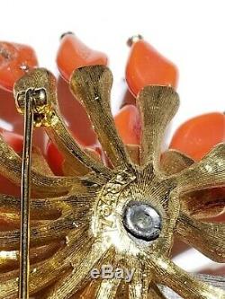 Marcel Boucher Rare Vintage Orange Gripox & Rhinestone Pin/brooch 3 -Stunning