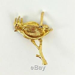 Marcel Boucher Vintage Bird on Branch Brooch Pin Numbered A2761 Gold Tone RARE