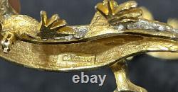 Maresca Vintage Yellow Gold Plated & Rhinestone Lizard Pin lot of 2 brooch 4.5