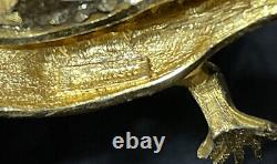 Maresca Vintage Yellow Gold Plated & Rhinestone Lizard Pin lot of 2 brooch 4.5