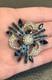 Mazer Flower Blue Clear Pave Rhinestone Vintage High End Well Made Brooch