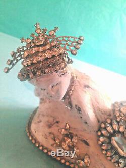 Mermaid Vtg STATUE Figurine Rhinestone Jewelry Brooch Necklace