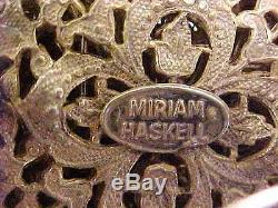 Miriam Haskell Rare Large Vintage Brooch / Pin Floral Design With Rhinestones