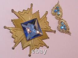 Miriam Haskell vintage 1950s gold tone Maltese Cross brooch