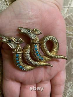 My Mothers Vintage Jewelry, Unique! Signed, Schrager -double Dragon, Brooch