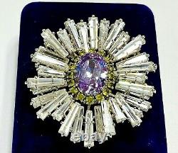 NOLAN MILLER Vintage Swarovski Crystal Keystone Ruffle Brooch Pin ULTRA RARE