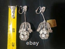 NWT Mid-century Vintage Napier Floral Burst Rhinestone brooch & Earring Set