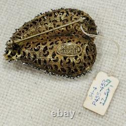 Nice Signed Miriam Haskell Brooch Pin Back Rhinestone Turquoise Gold Tone Vtg Nice Signed Miriam Haskell Brooch Pin Back Rhinestone Turquoise Gold Tone Vtg