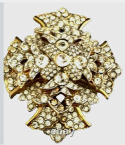 Old Mark KJL Kenneth J Lane Rhinestone Embedded Layered Vintage Brooch
