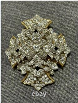 Old Mark KJL Kenneth J Lane Rhinestone Embedded Layered Vintage Brooch