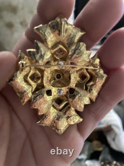 Old Mark KJL Kenneth J Lane Rhinestone Embedded Layered Vintage Brooch