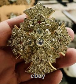 Old Mark KJL Kenneth J Lane Rhinestone Embedded Layered Vintage Brooch
