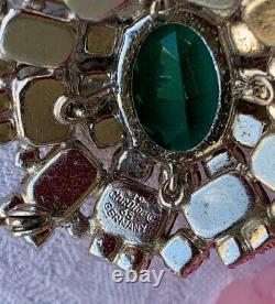 Original vintage 1965 CHRISTIAN DIOR Brooch Green Emerald/White Glass Rhinestone