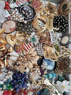 Over 100 Vintage Rhinestone Brooches Jewelry LotCoro925RomaItalyRegencyPD