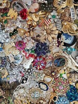 Over 100 Vintage Rhinestone Brooches Jewelry LotCoro925RomaItalyRegencyPD