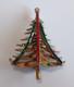 Pell Vintage Red Green Clear Rhinestone Christmas Tree Pin Brooch