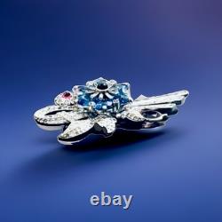 Pennino Sterling Silver Paved Crystal Vermeil Brooch Signed VTG