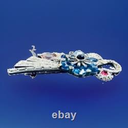 Pennino Sterling Silver Paved Crystal Vermeil Brooch Signed VTG