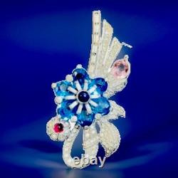 Pennino Sterling Silver Paved Crystal Vermeil Brooch Signed VTG