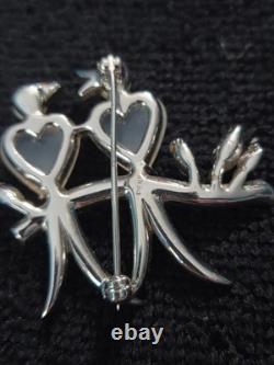 Pennino Vtg. Frosted Glass Jelly Belly Love Birds Brooch Rhodium Back