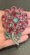 RARE ART DECO VINTAGE PINK BLUE Flower RHINESTONE 3D LARGE Brooch PIN STARET