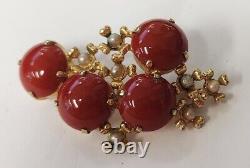 RARE AUTHENTIC Vintage 1968 CHRISTIAN DIOR Brooch Pearls & Coral