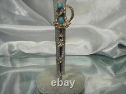 RARE Ciner Signed Vintage 1960's Rhinestone Sword Brooch AS IS 64S3