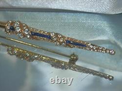 RARE Ciner Signed Vintage 1960's Rhinestone Sword Brooch AS IS 64S3