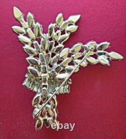 RARE FIND Vintage Kramer Clear Rhinestone Cluster Floral Brooch Pin, Signed