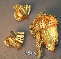 RARE Figural Vintage Boucher Jeweled Diety Sultan Brooch & Earring Set