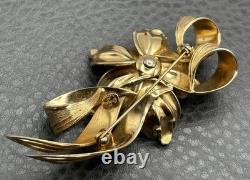 RARE Grosse Dior Designer C. 1964 Flower Brooch Pin Gold Tone Rhinestone Vintage RARE Grosse Dior Designer C. 1964 Flower Brooch Pin Gold Tone Rhinestone Vintage