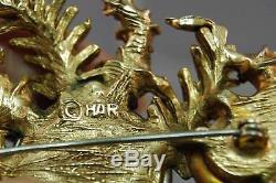 RARE HAR Signed Dragon's Tooth SUPERB Brooch withAurora Borealis Rhinestones