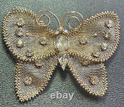 RARE HTF Massive Vintage Napier Mesh & Rhinestone Butterfly Brooch/Pin 1950s