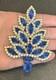 RARE HUGE VASARI VTG Christmas Tree Statement Brooch Royal Blue Rhinestone 3.5