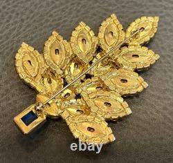 RARE HUGE VASARI VTG Christmas Tree Statement Brooch Royal Blue Rhinestone 3.5