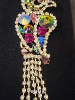 RARE Juliana (D&E) Large Vintage Austrian Crystal Rhinestone Parrot Bird Brooch