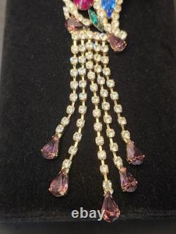 RARE Juliana (D&E) Large Vintage Austrian Crystal Rhinestone Parrot Bird Brooch