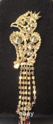 RARE Juliana (D&E) Large Vintage Austrian Crystal Rhinestone Parrot Bird Brooch