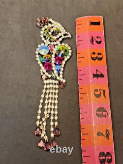 RARE Juliana (D&E) Large Vintage Austrian Crystal Rhinestone Parrot Bird Brooch