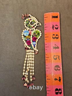 RARE Juliana (D&E) Large Vintage Austrian Crystal Rhinestone Parrot Bird Brooch