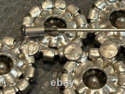 RARE Signed Designer Sharra Pagano Vintage HUGE LARGE Rhinestone Flower Brooch