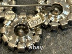 RARE Signed Designer Sharra Pagano Vintage HUGE LARGE Rhinestone Flower Brooch