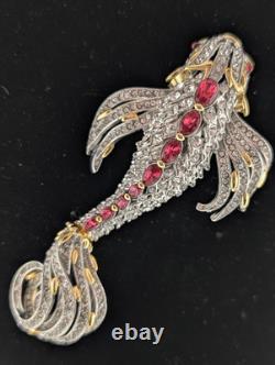RARE Statement Catwalk Jon Pisces Koi Goldfish Fish Brooch Pin Signed Vintage