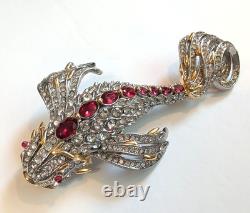 RARE Statement Catwalk Jon Pisces Koi Goldfish Fish Brooch Pin Signed Vintage