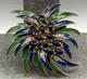 RARE VTG JOMAZ Blue Green Enamel Flower Cabochon Rhinestone Gold Tone Brooch Pin