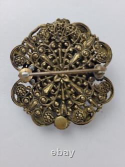 RARE Vintage 1920s Neiger Bros Robins Egg Blue Glass Rhinestone Face Brooch READ