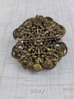 RARE Vintage 1920s Neiger Bros Robins Egg Blue Glass Rhinestone Face Brooch READ