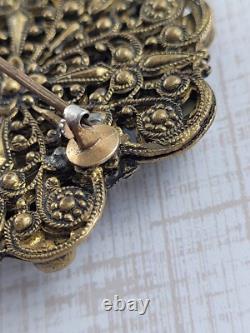 RARE Vintage 1920s Neiger Bros Robins Egg Blue Glass Rhinestone Face Brooch READ