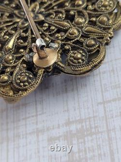 RARE Vintage 1920s Neiger Bros Robins Egg Blue Glass Rhinestone Face Brooch READ