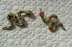 RARE Vintage Authentic Christian Dior Snake Brooch Pin Signed Germany 1960s
